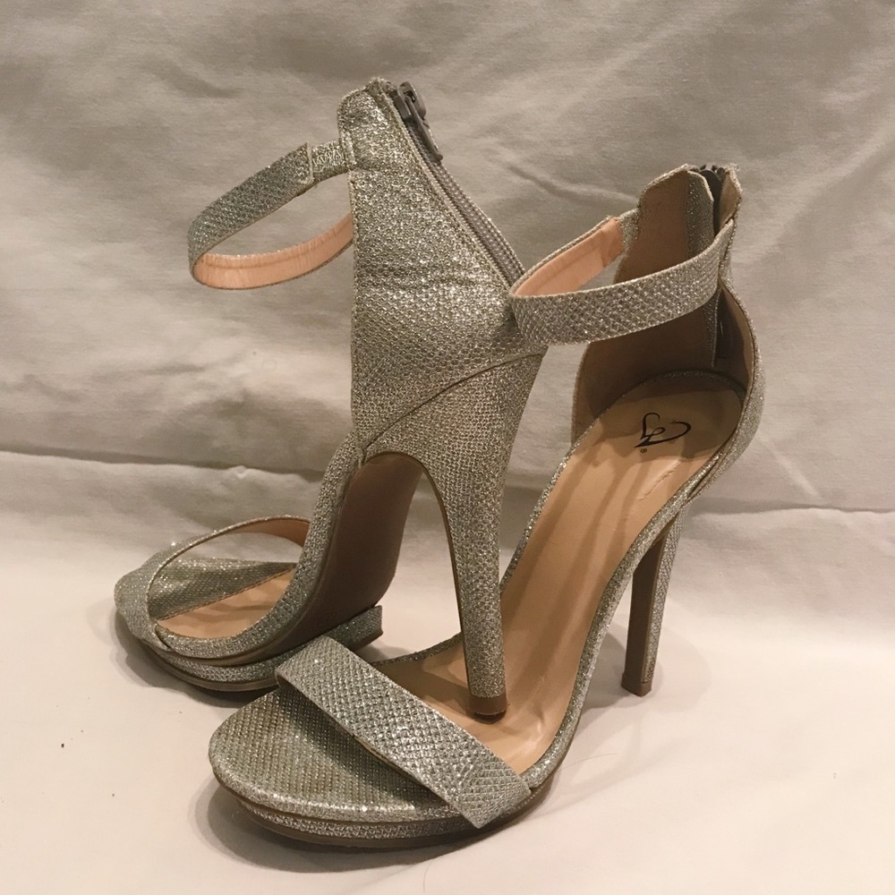 Sparkly Silver Stiletto Heels